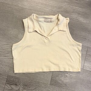 SOLD| Altar'd State Cream Collared Crop Top